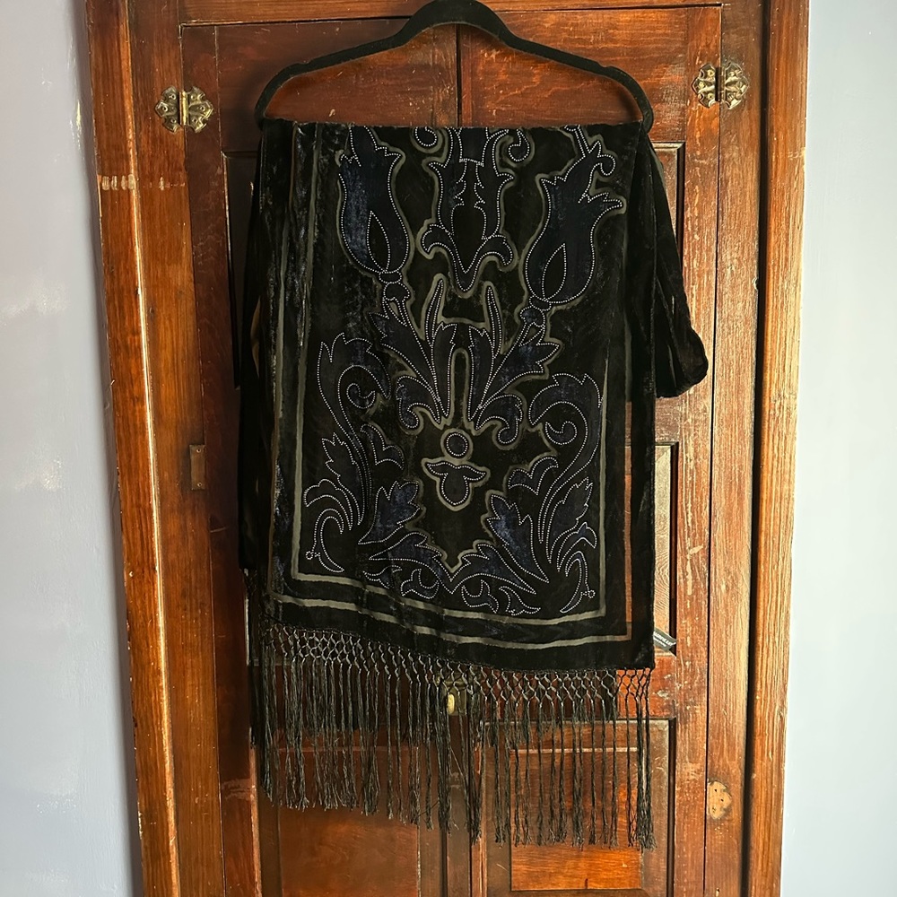 Velvet Burnout Fringe Scarf